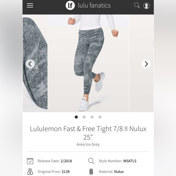 Lululemon Fast & Free Tight 7/8 II Nulux 25” - Picture 1 of 8